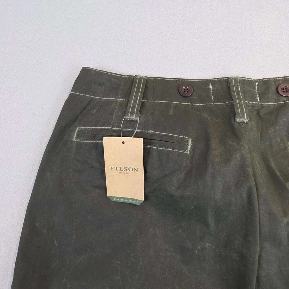 Filson MNS Guide Pant Waxed Cotton Olive Green Cargo Pants 31x34 USA Made $265